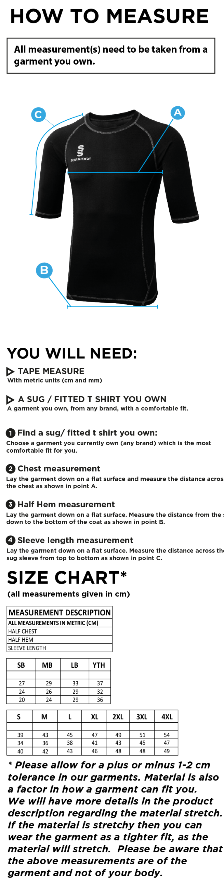 Wandsworthians S/S Sug - Size Guide