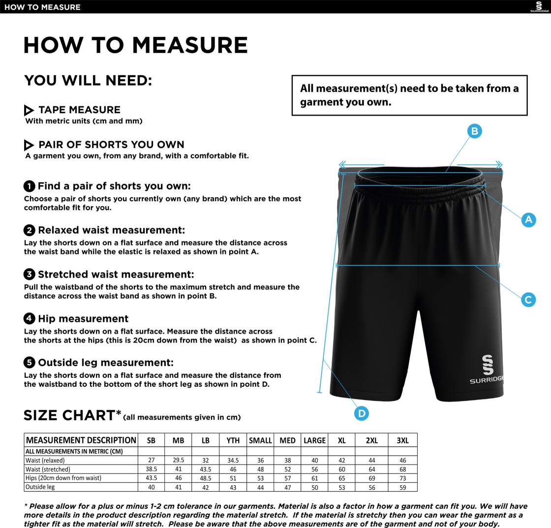 Wandsworthians Blade Shorts - Size Guide
